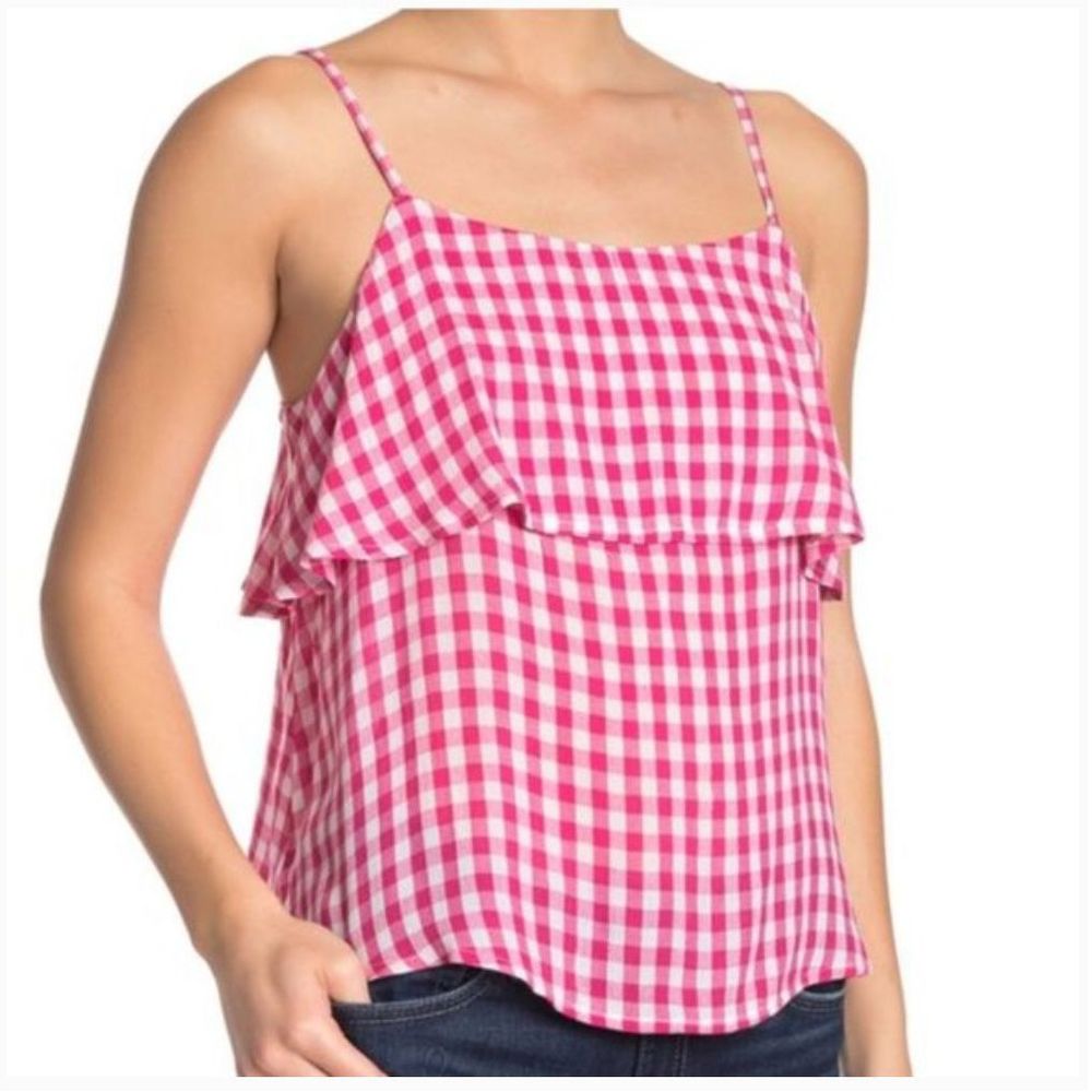 ABOUND Gingham Tiered Spaghetti Strap Tank Top